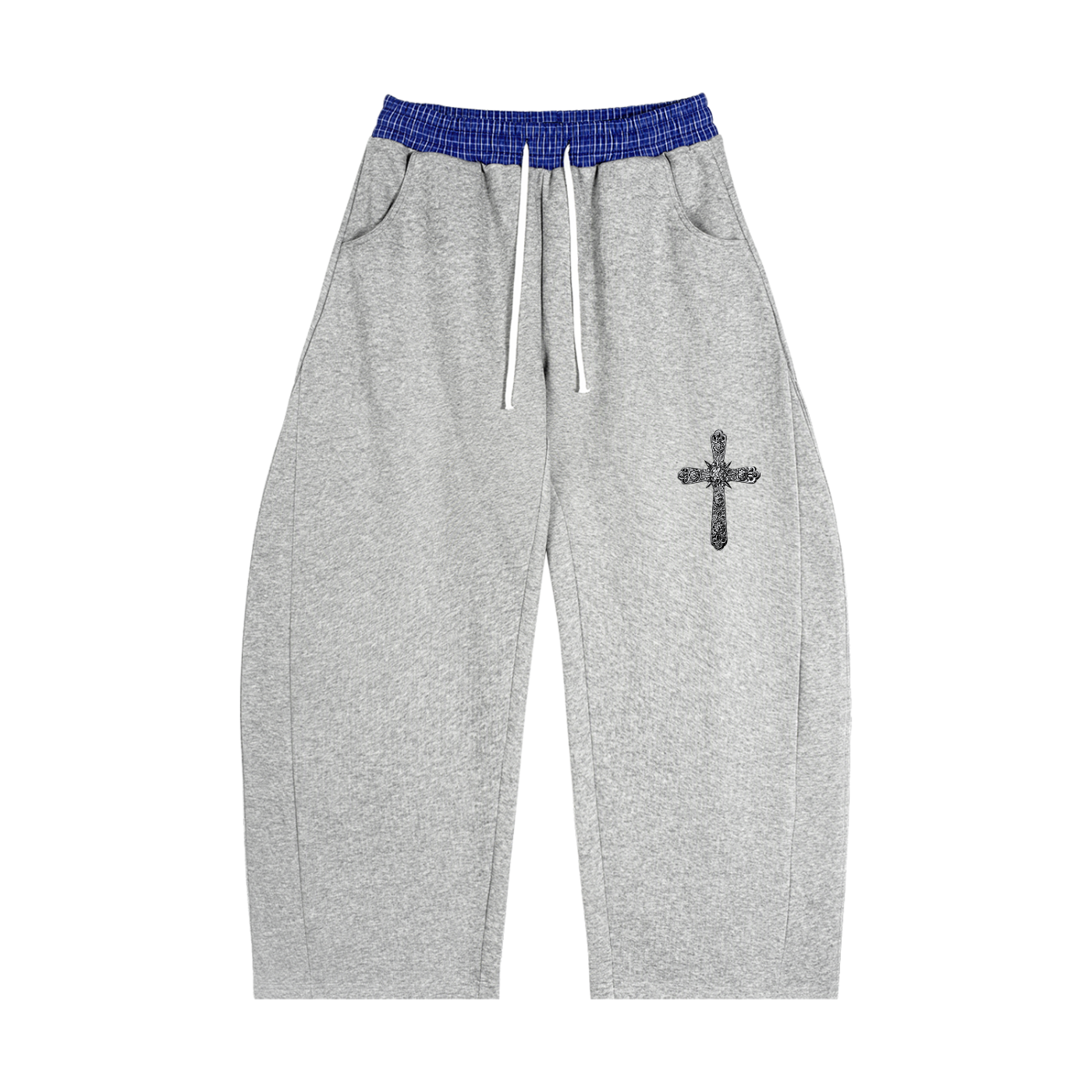 Cross - Plaid Waistband Barrel Sweatpants